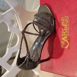 Carlos Santana evening sandals. Silver grey  Never worn